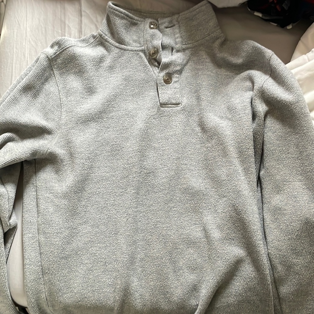 Banana Republic Quarter-Button-Up Gray Sweater